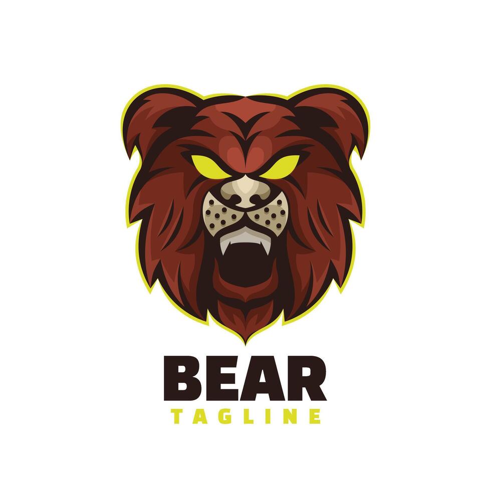 Urso cabeça personagem maçote logotipo vetor