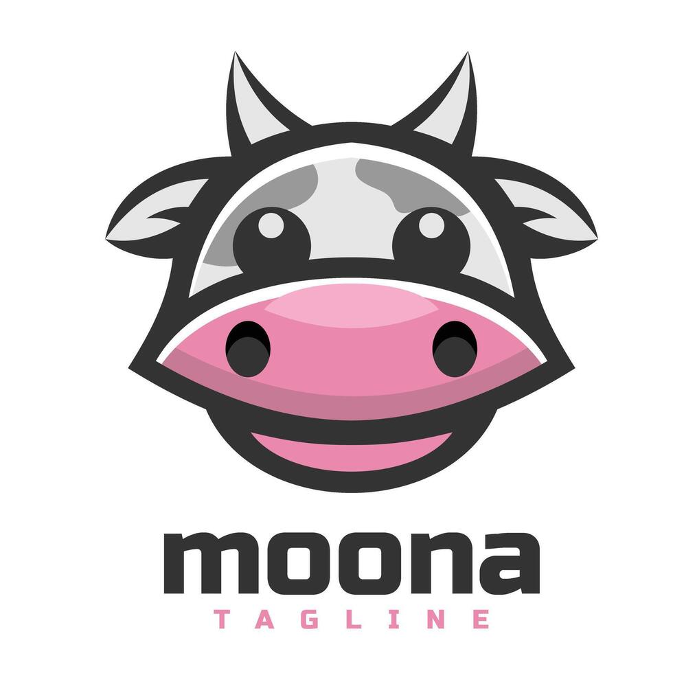 vaca cabeça fofa mascote logotipo vetor