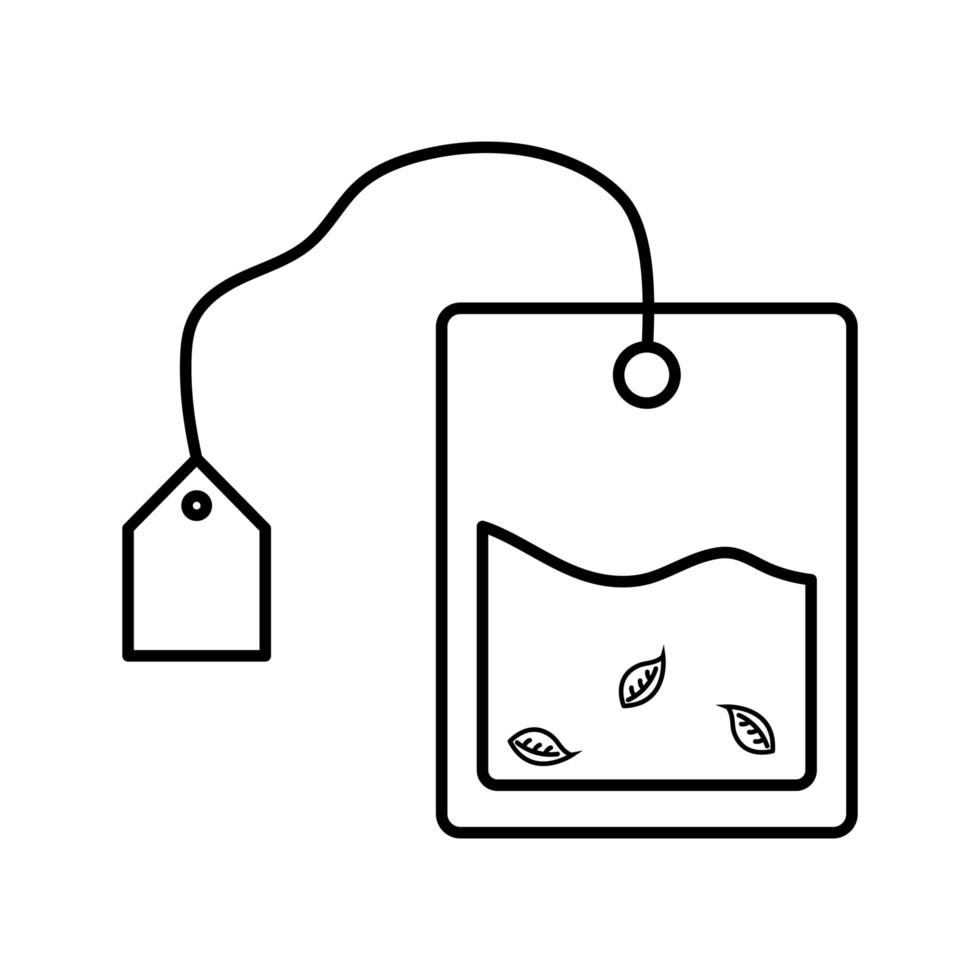 Saco de infusão de chá ícone de linha de desenho vetor