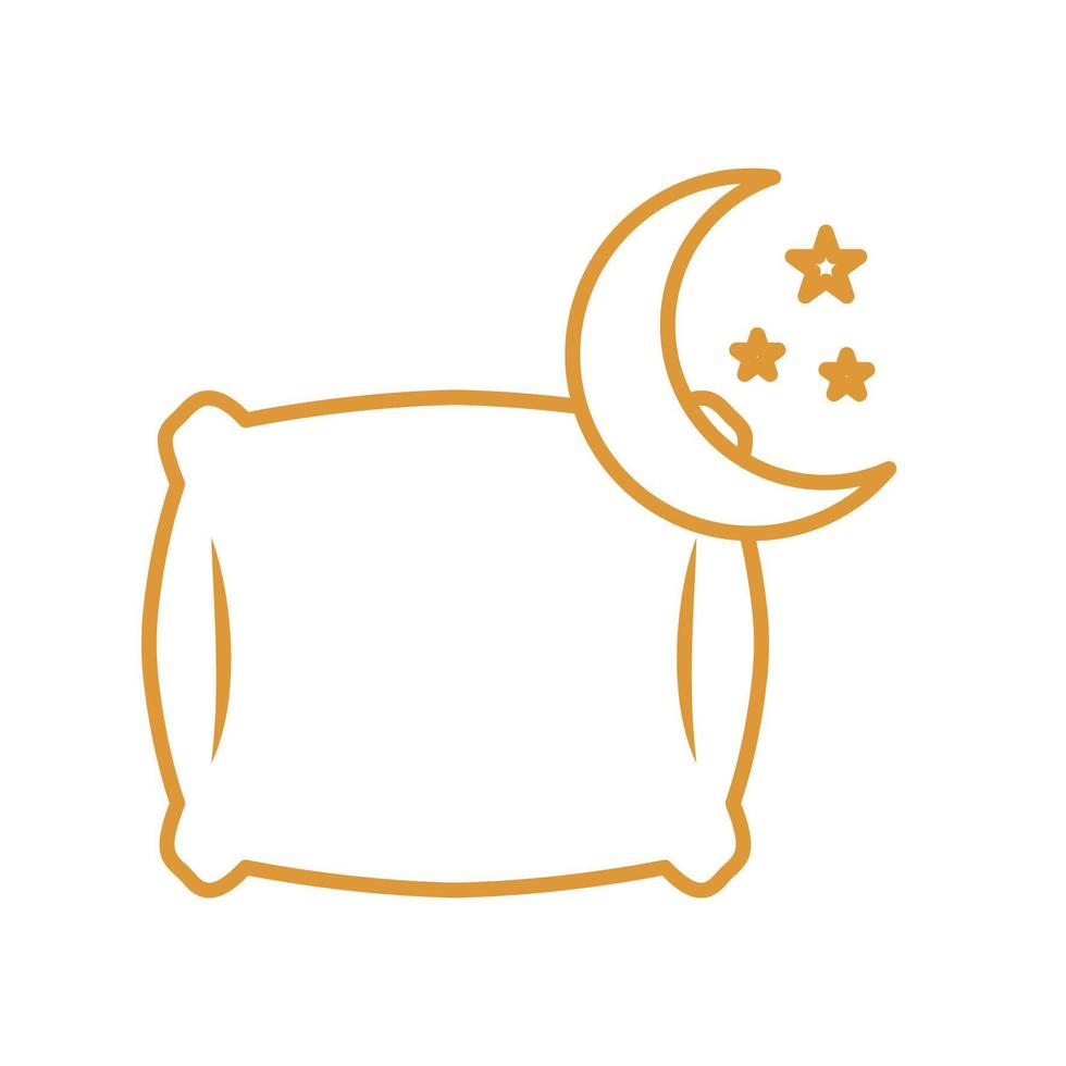 travesseiro para dormir com lua e estrelas design de ícone de estilo de linha vetor