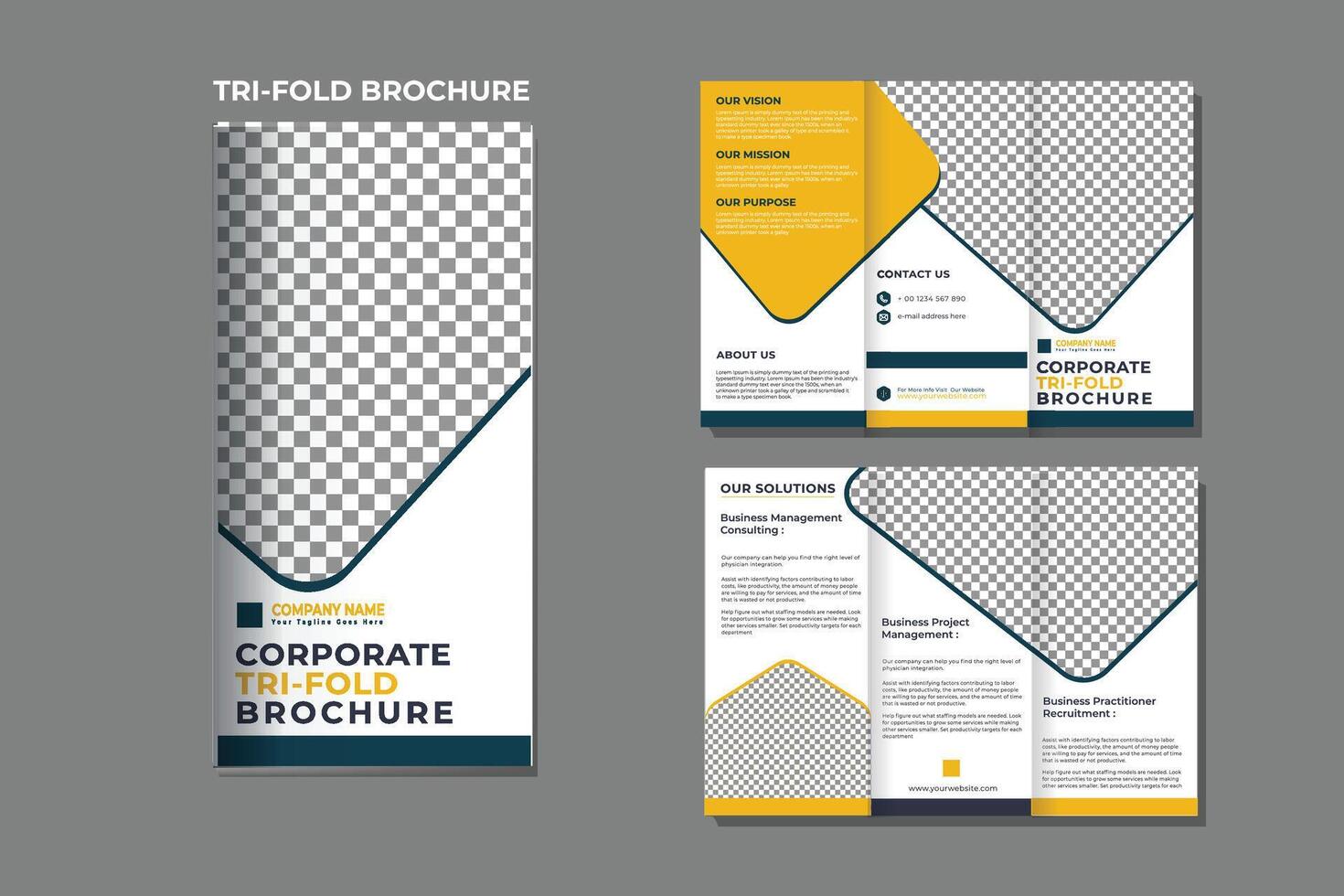 modelo de design de brochura com três dobras vetor