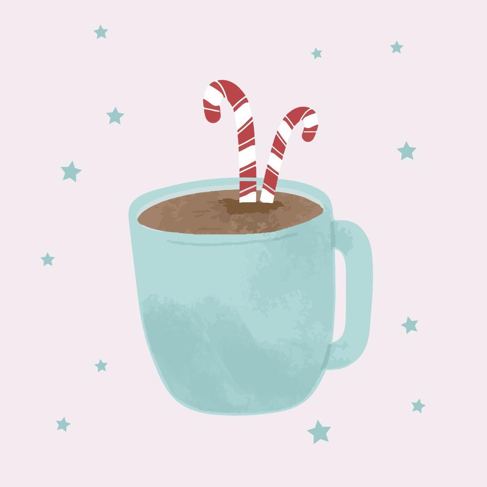 caneca de chocolate quente com hortelã-pimenta natal pro gráficos vetoriais vetor