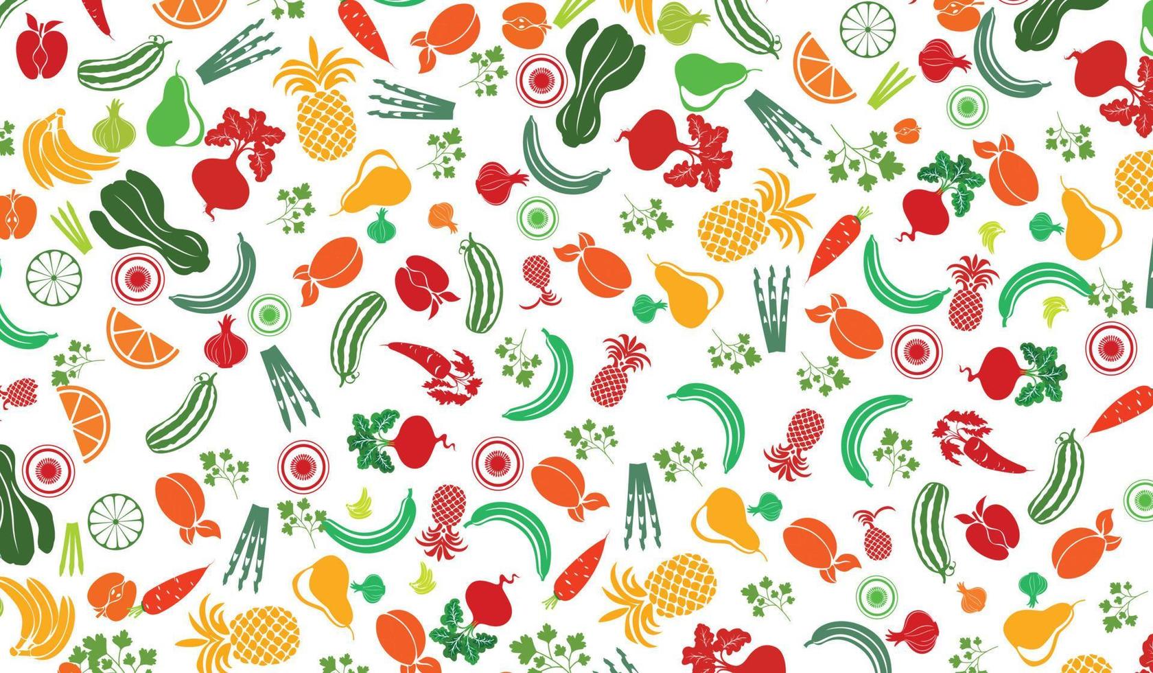 padrão de diferentes tipos de frutas em um estilo plano em um fundo branco vetor