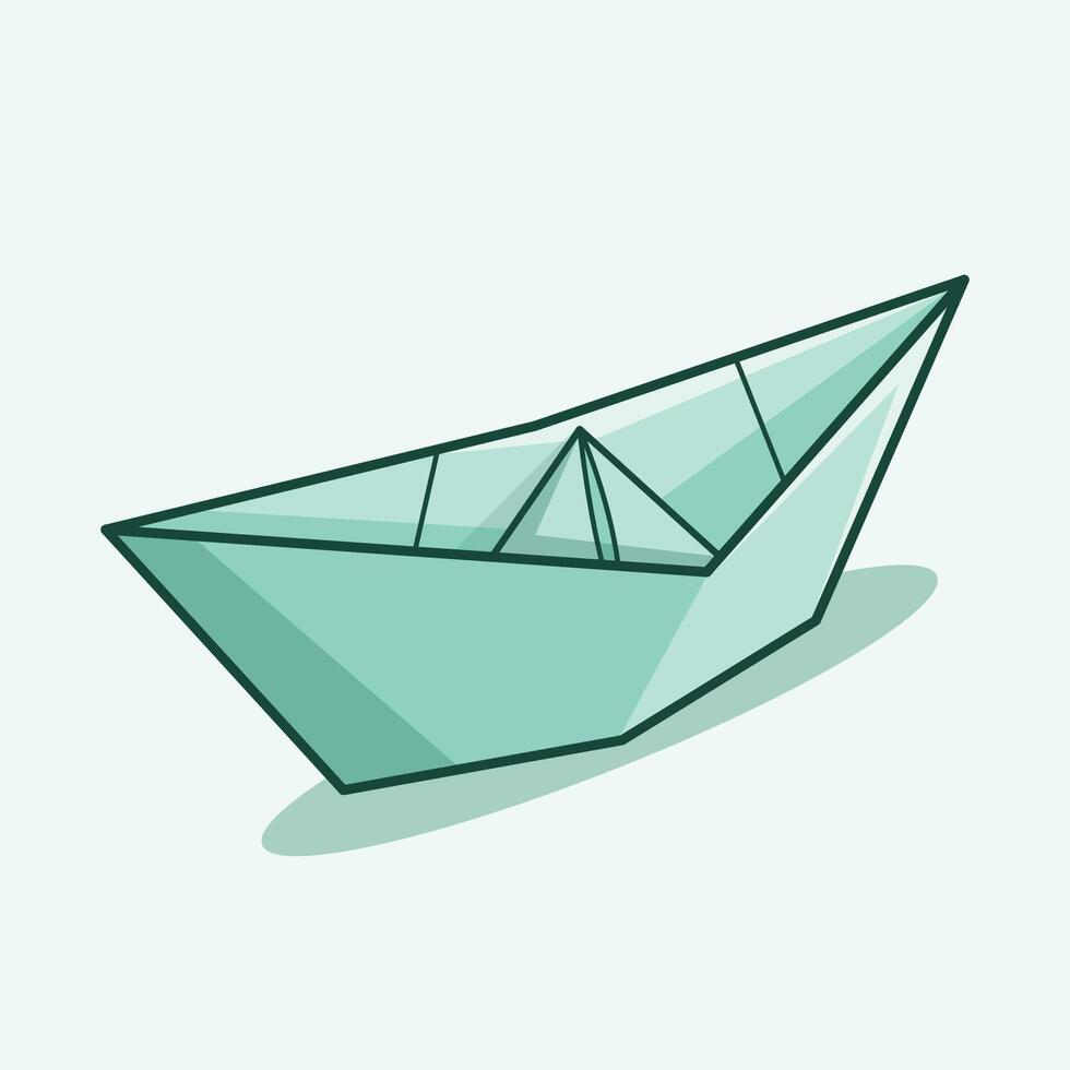 navio origami azul vetor