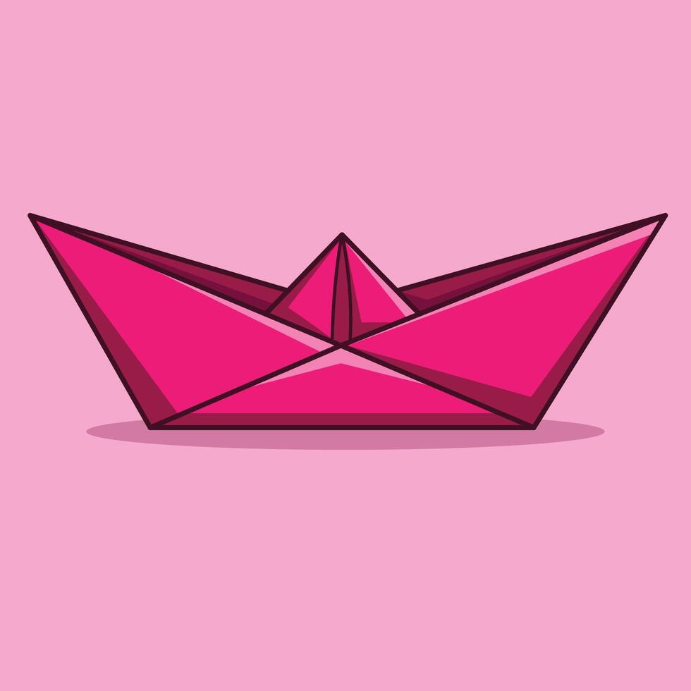 navio origami Rosa vetor