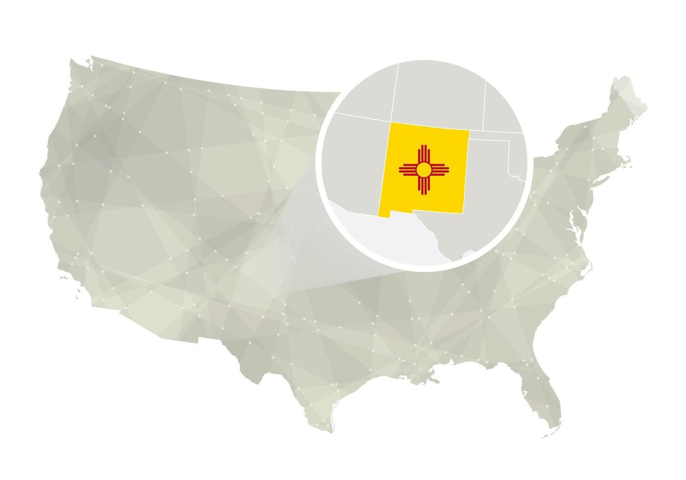 poligonal abstrato EUA mapa com ampliado Novo México estado. vetor