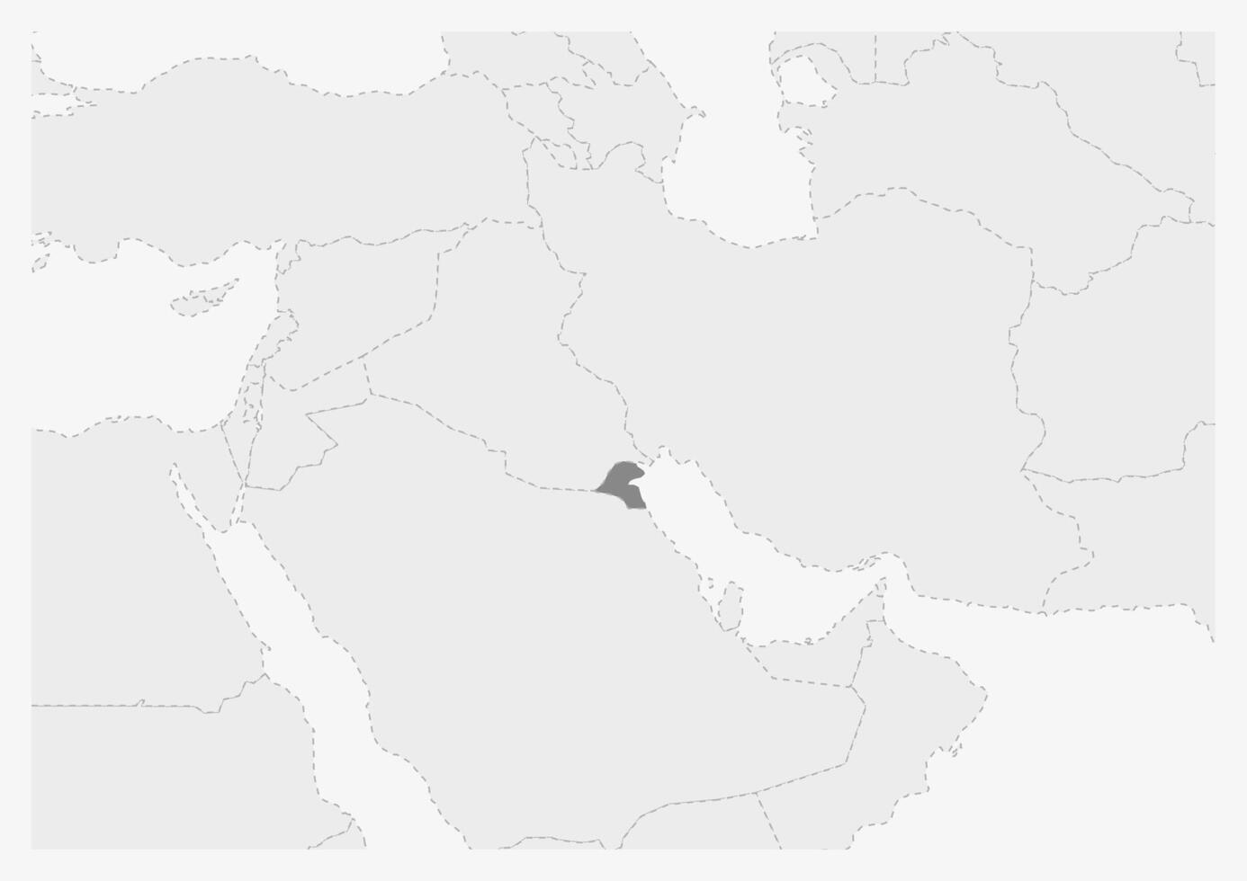 mapa do meio leste com em destaque Kuwait mapa vetor