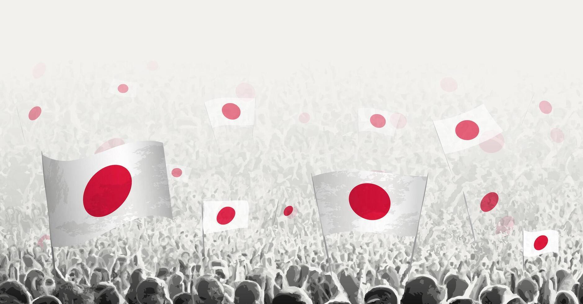 abstrato multidão com bandeira do Japão. povos protesto, revolução, greve e demonstração com bandeira do Japão. vetor