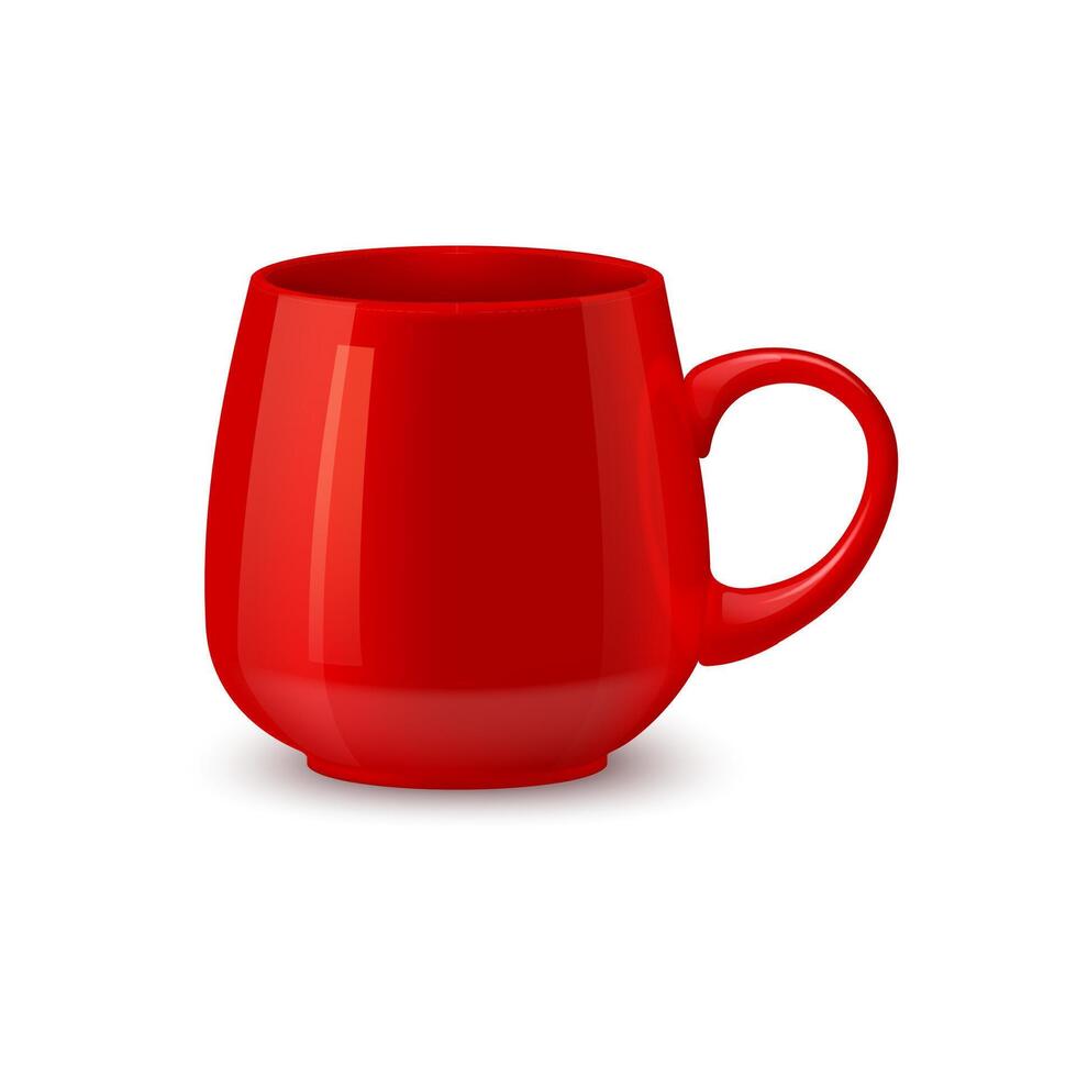vermelho cerâmico café caneca ou chá copo 3d vetor brincar