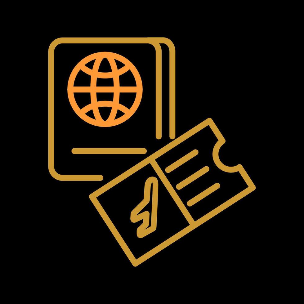 ícone de vetor de bilhete e passaporte