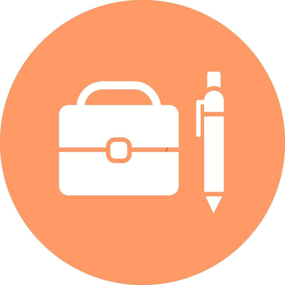 maleta e ícone de vetor de caneta