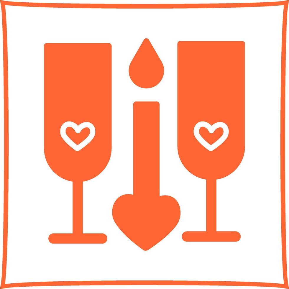 ícone de vetor romântico de dois copos