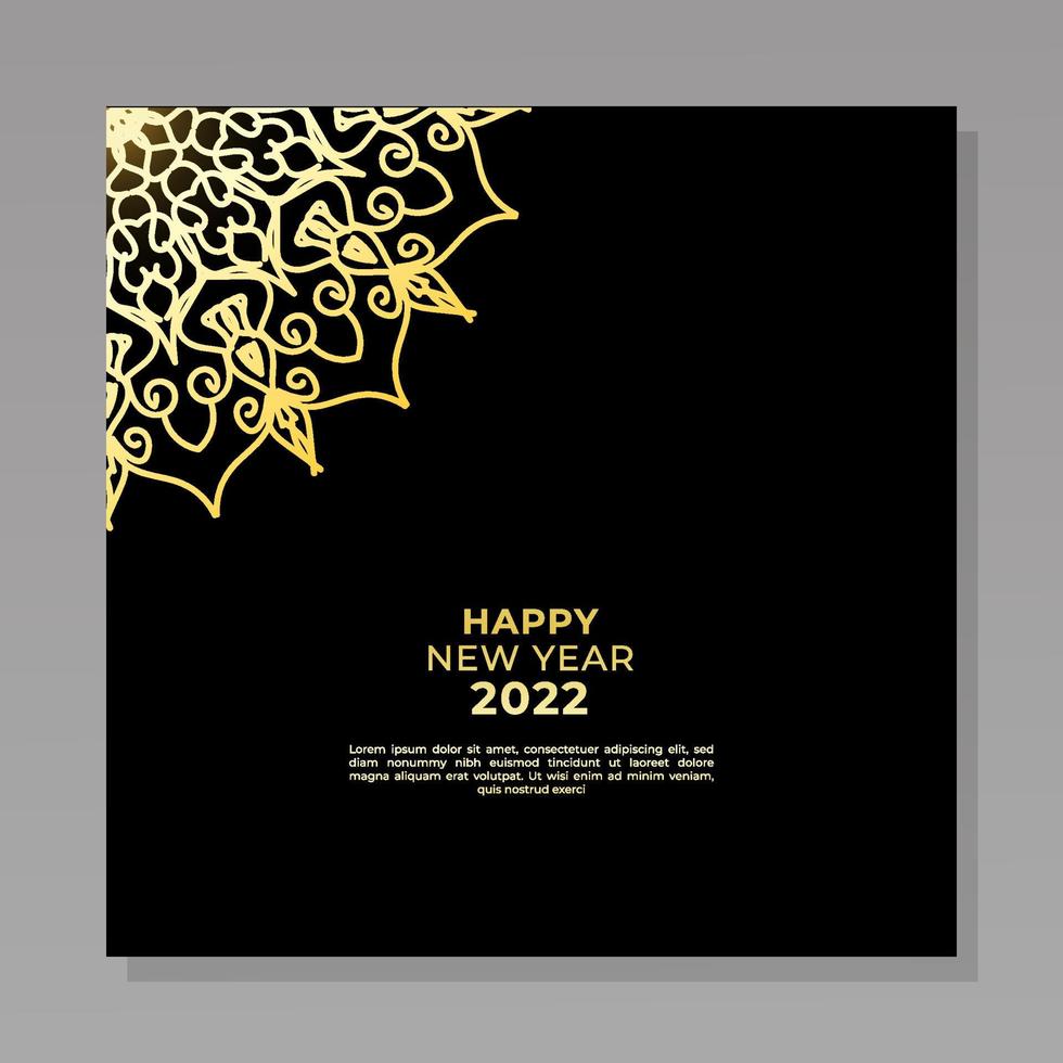 modelo de feliz ano novo 2022 com mandala vetor