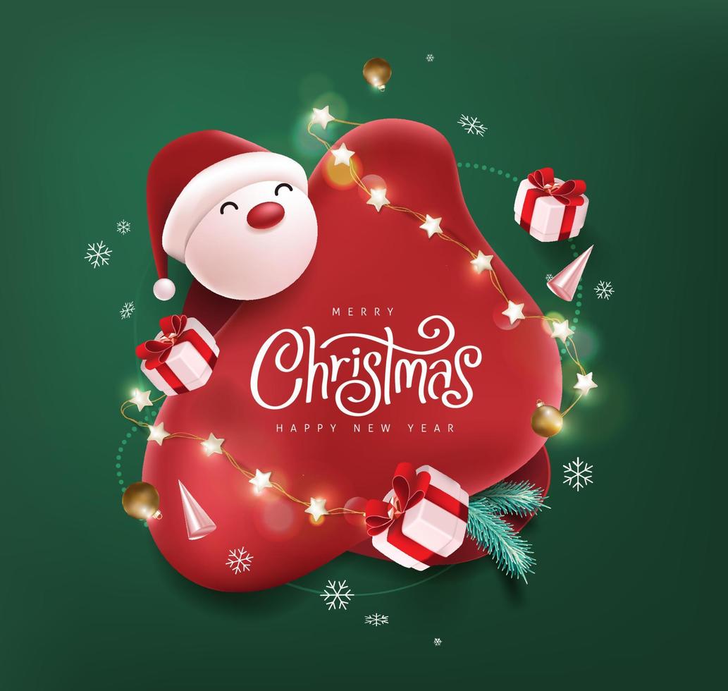 banner de feliz natal e feliz ano novo com o lindo papai noel e decoração festiva vetor