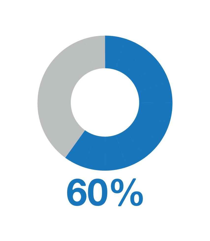 60. por cento volta gráfico azul. gráfico vetor para Estatisticas e finança, torta forma Projeto isolado em branco fundo