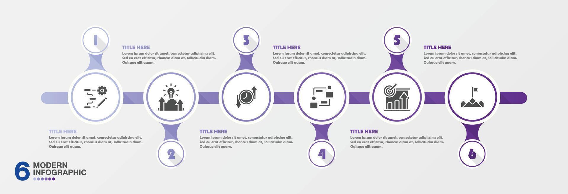 moderno infográfico com 6 passos e o negócio ícones para apresentação. vetor