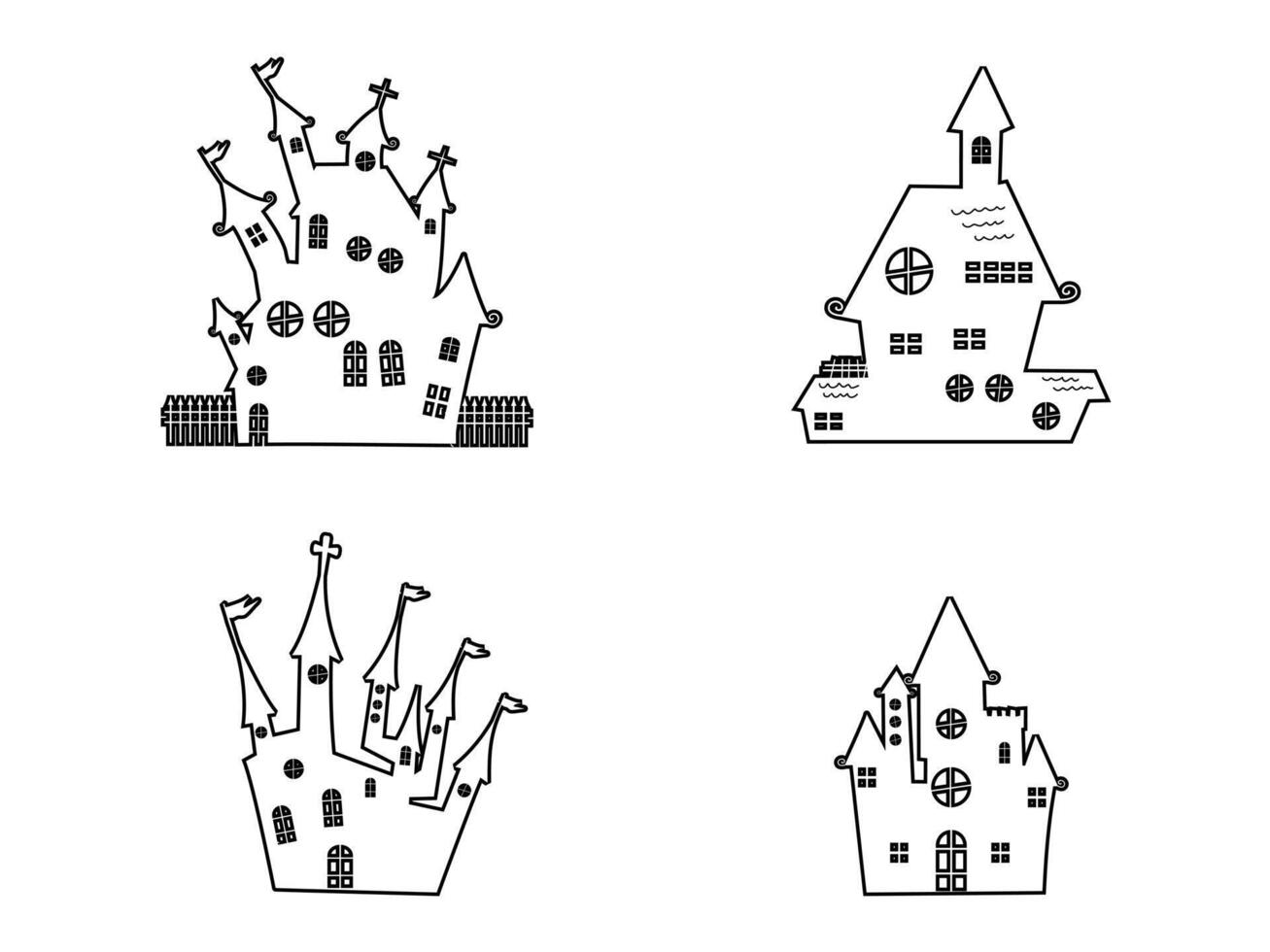 conjunto do assombrada casas para dia das Bruxas. coleção do castelos vetor