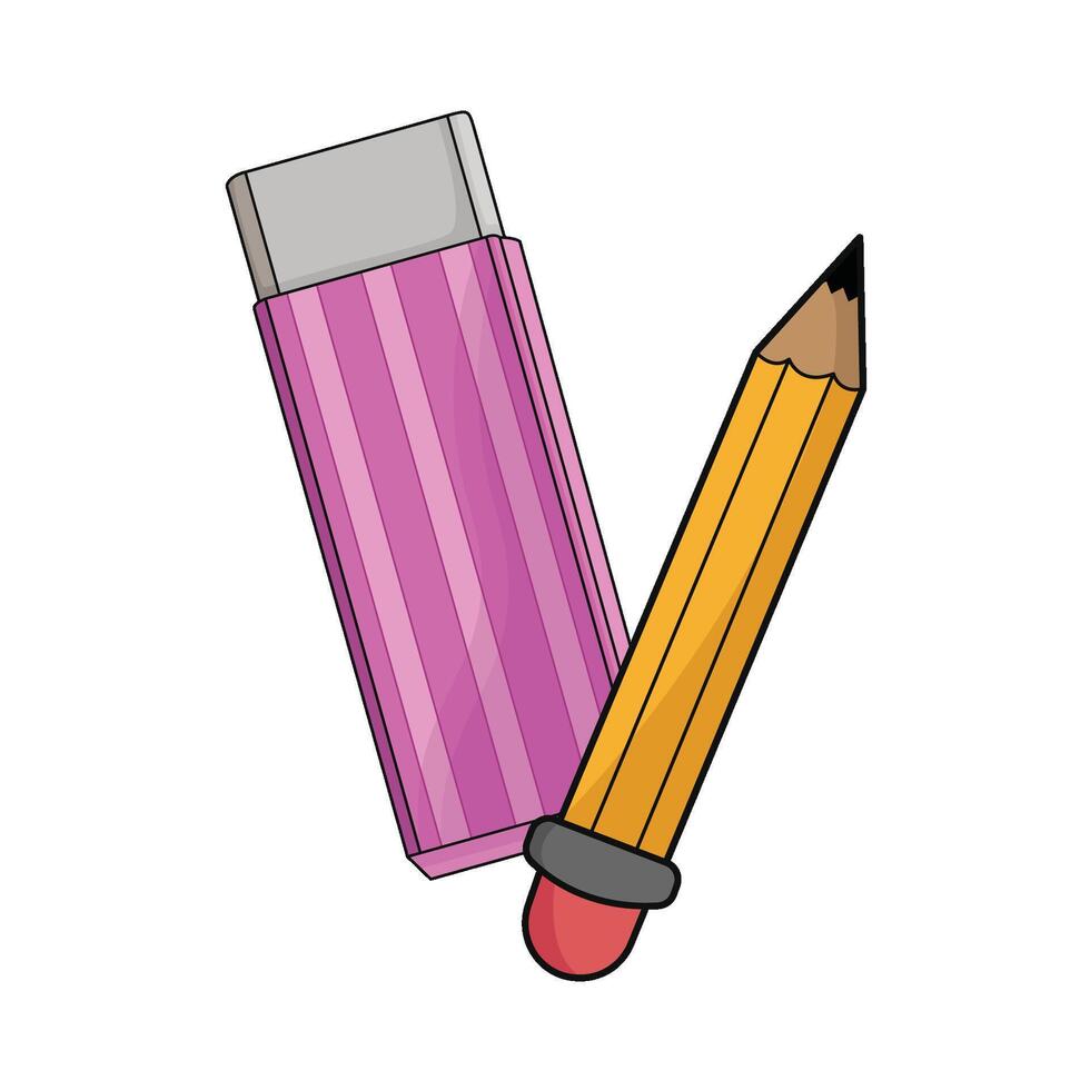 ilustração do lápis e borracha vetor