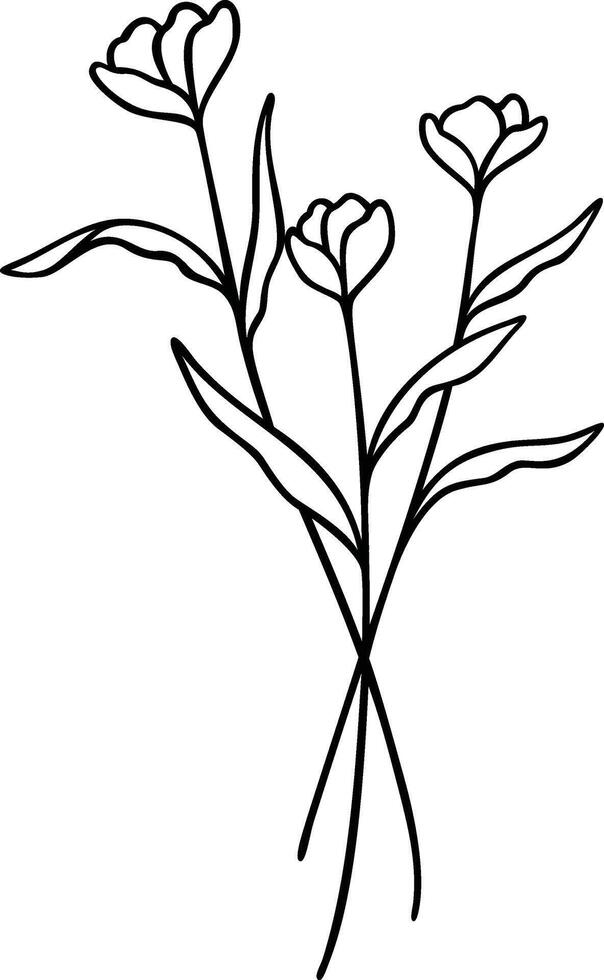 floral linha arte, botânico flor vetor ilustração
