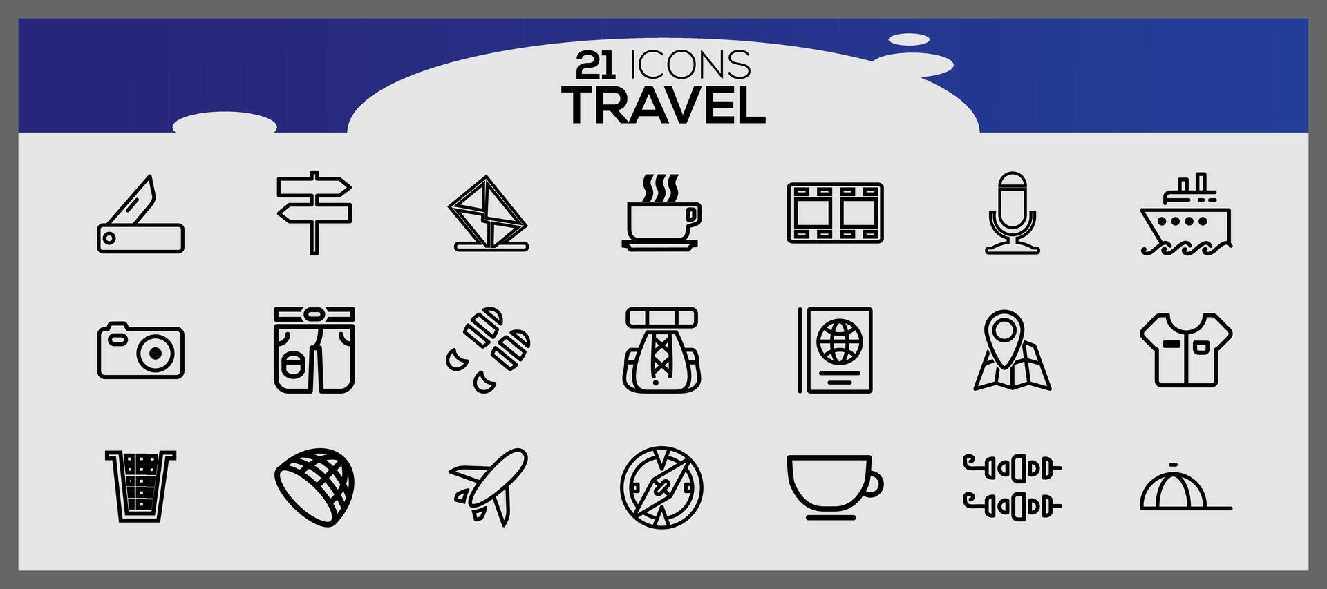 ícones conjunto sobre viagem elementos. período de férias e viagem, verão feriado viagem ícone definir. vetor