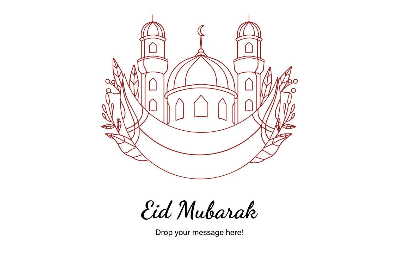 eid Mubarak lua e mesquita lindo fundo com vetor