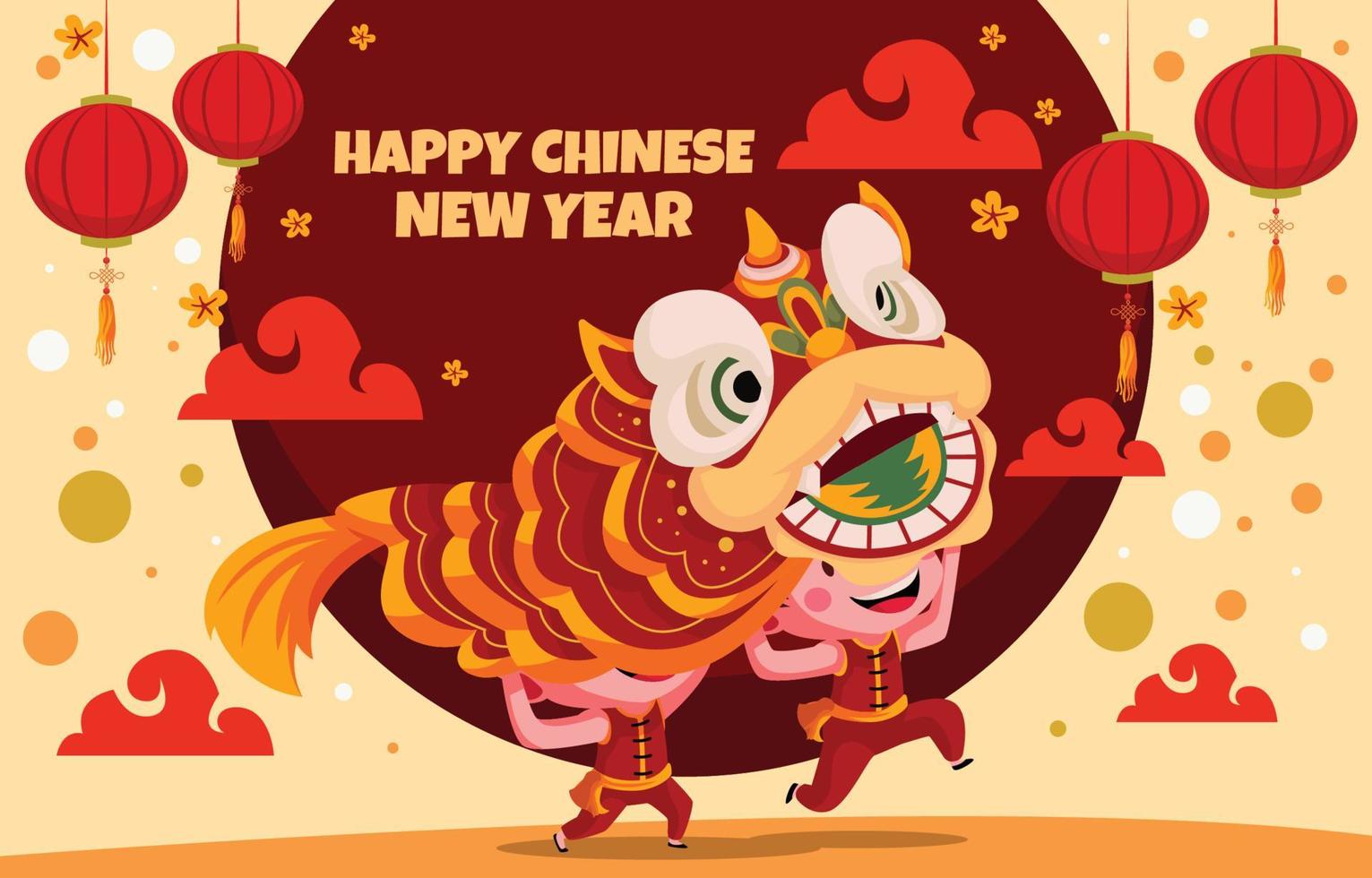 dança do leão para a celebração do ano novo chinês vetor