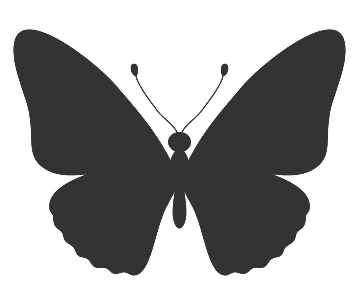 borboleta Preto silhueta. forma do borboleta asas frente visualizar, tatuagem modelo. simples inseto ícone, vetor ilustração