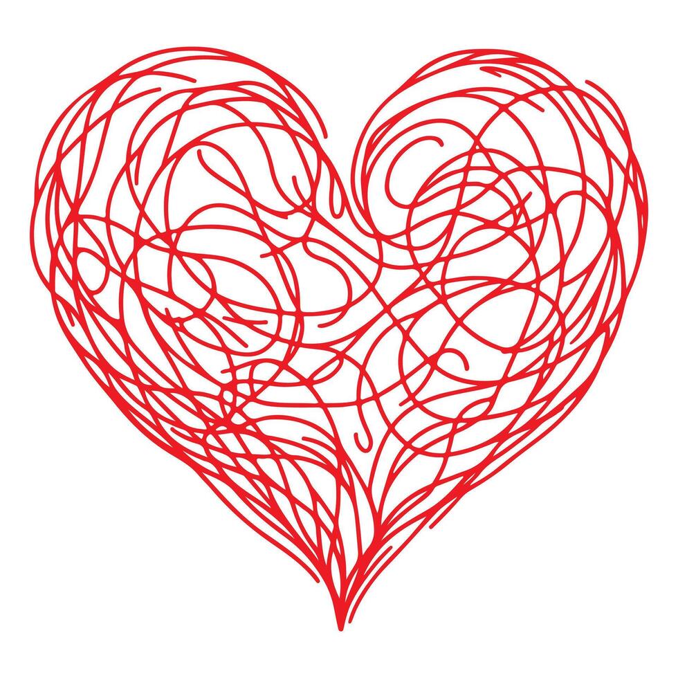 coração forma vermelho esboço ícone placa símbolo do amor elemento para decoração feliz feriado vetor ilustração
