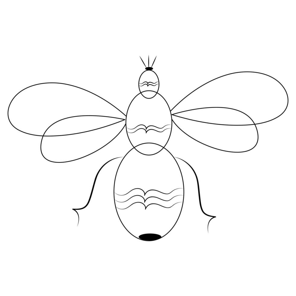 contínuo 1 linha desenhando do vôo abelha simples ilustração abelha linha arte vetor ilustração