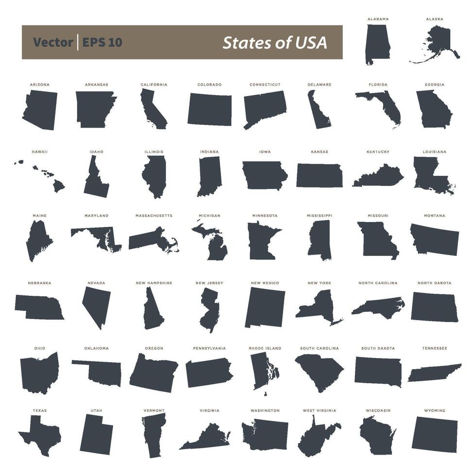 estados de nós mapa definir design de ilustração de modelo vetorial. vetor eps 10.