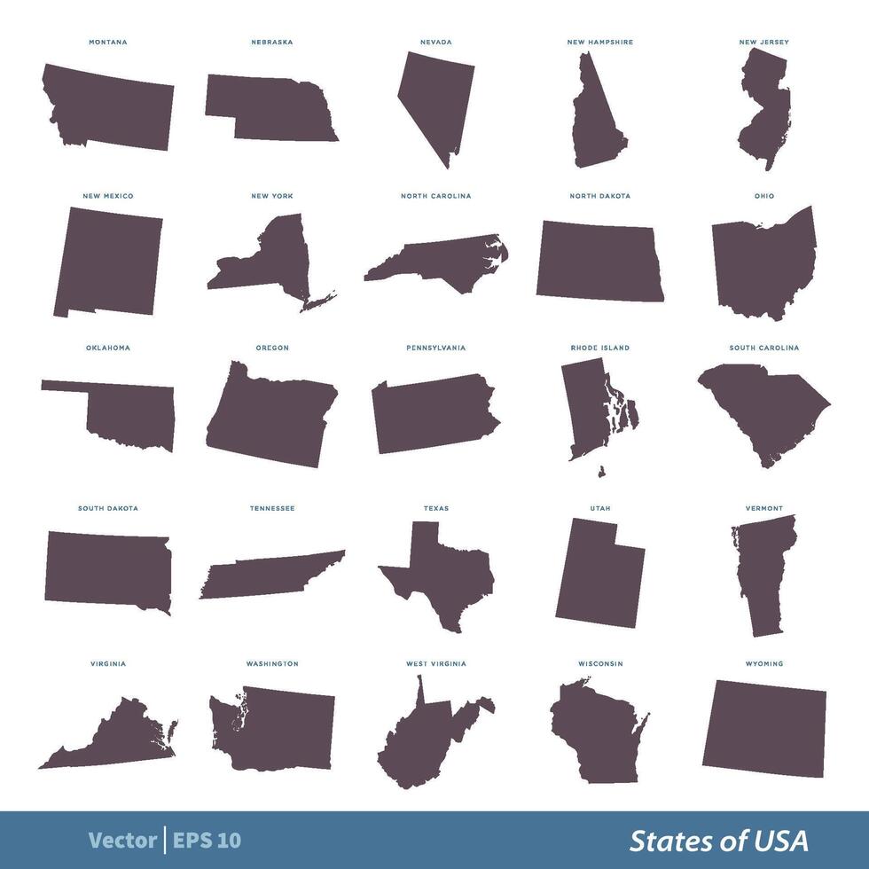 estados de nós mapa definir design de ilustração de modelo vetorial. vetor eps 10.