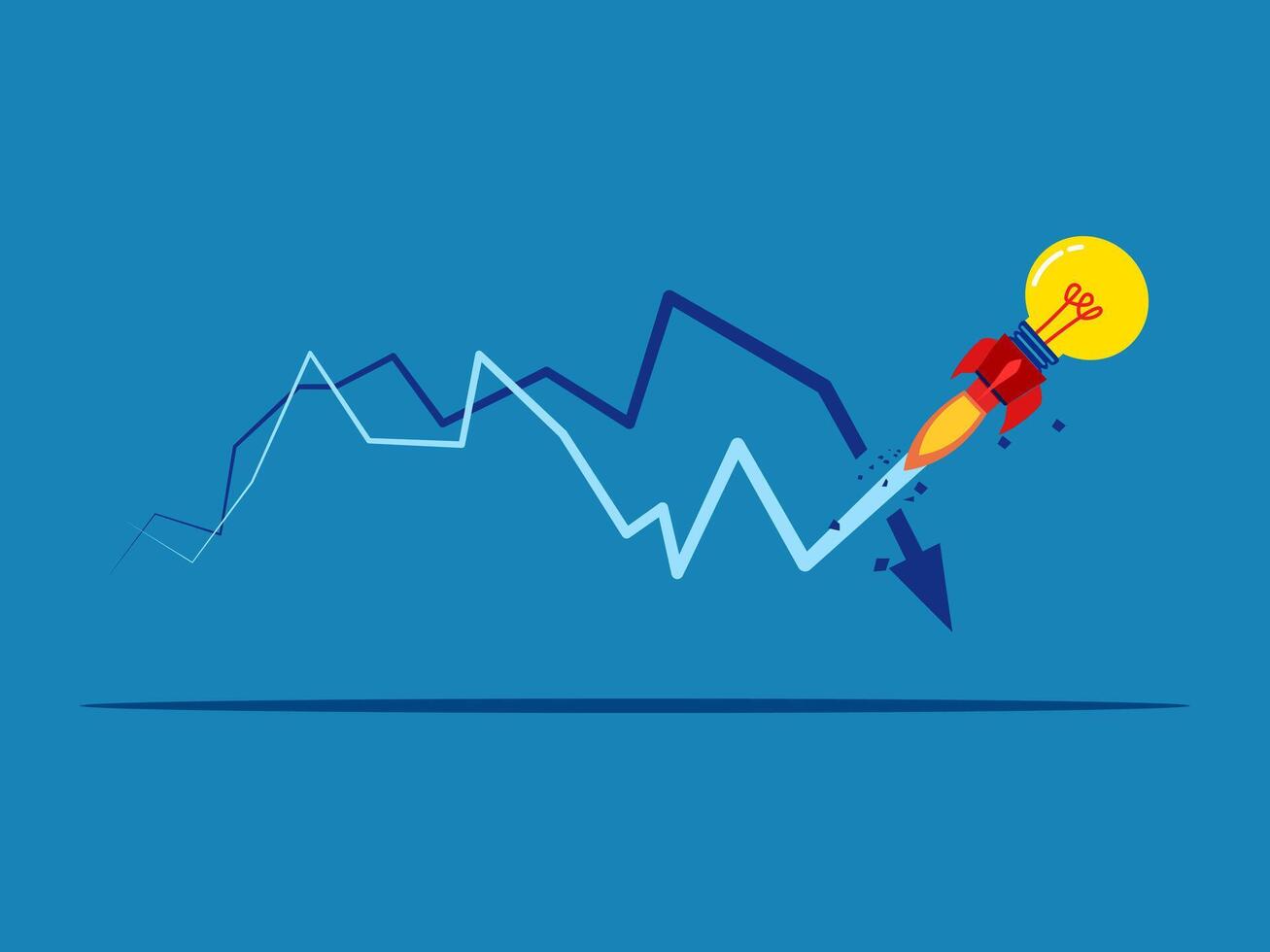 foguete luz lâmpada vôo bate crise gráfico vetor