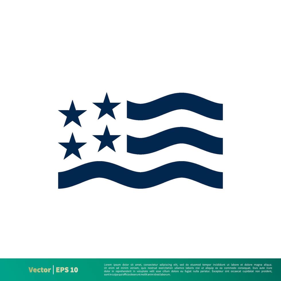 americano bandeira ícone vetor logotipo modelo