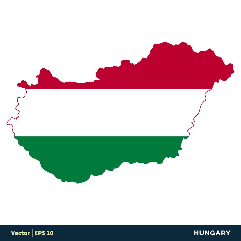 Hungria - Europa países mapa e bandeira vetor ícone modelo ilustração Projeto. vetor eps 10.