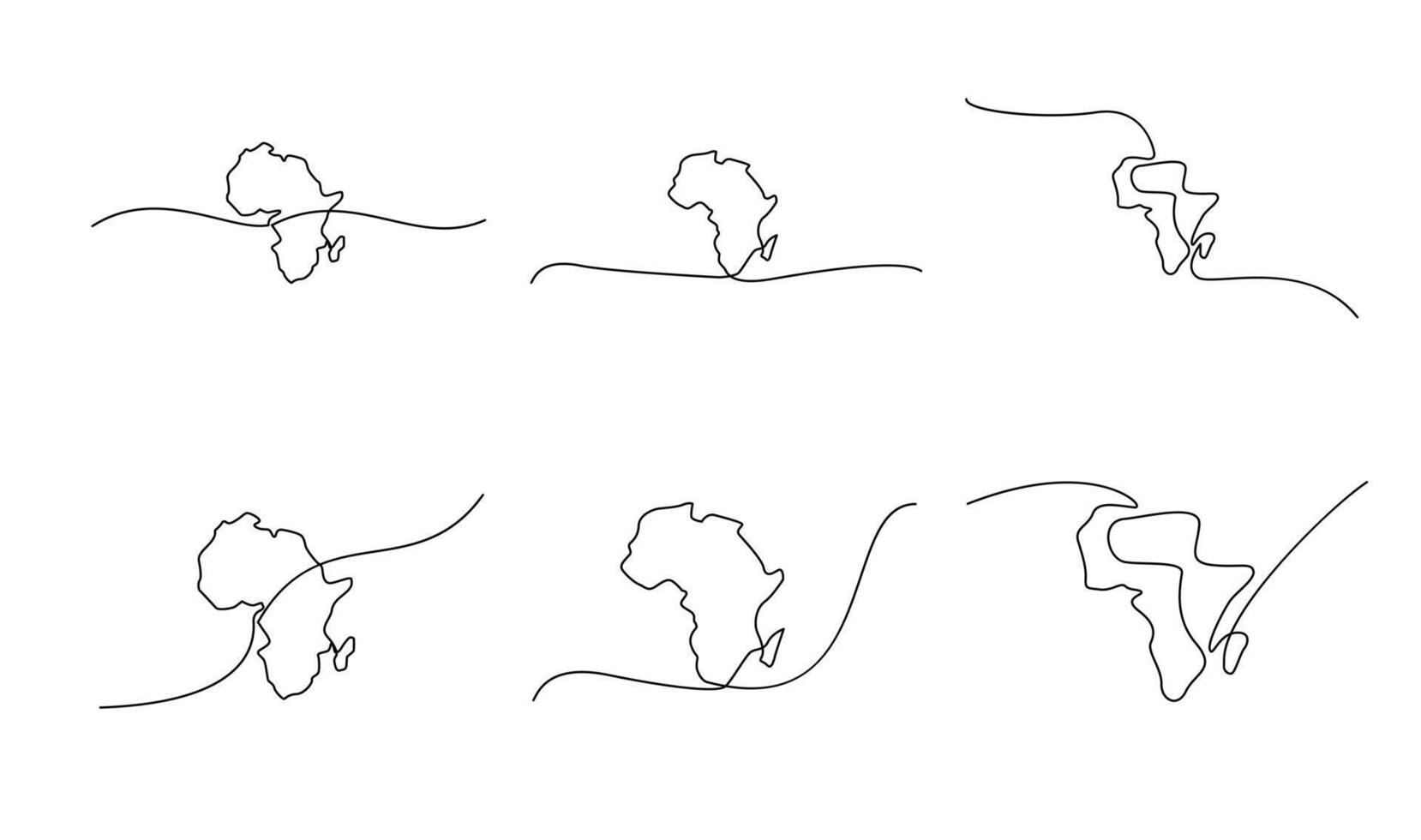 solteiro contínuo linha arte mapa do África vetor