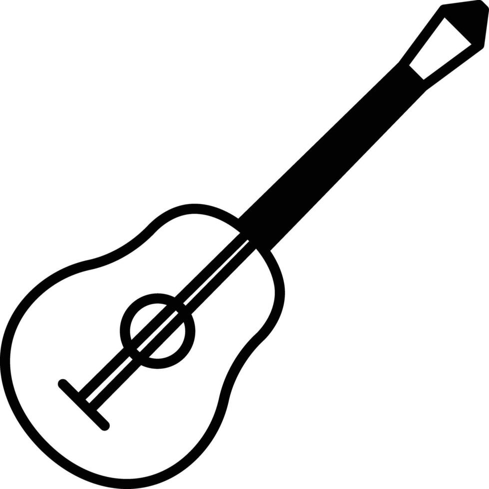 ukulele glifo e linha vetor ilustração