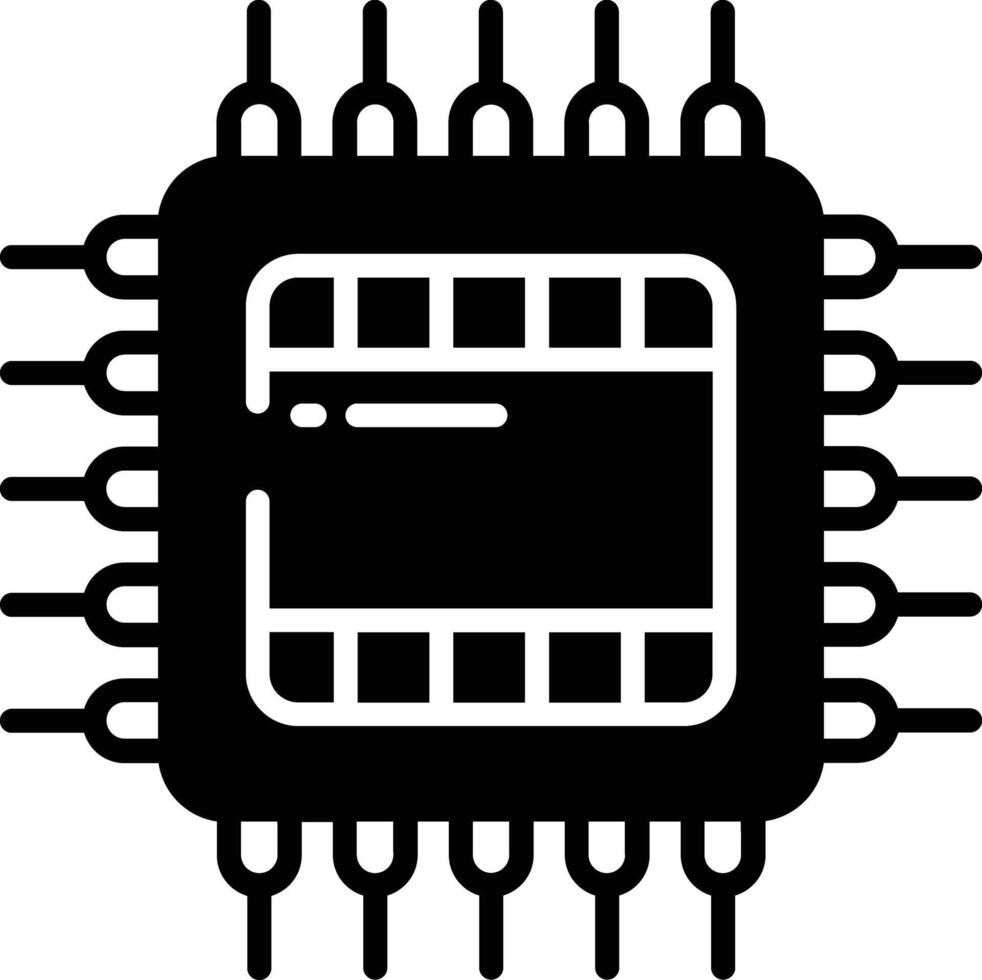 CPU configuração glifo e linha vetor ilustração