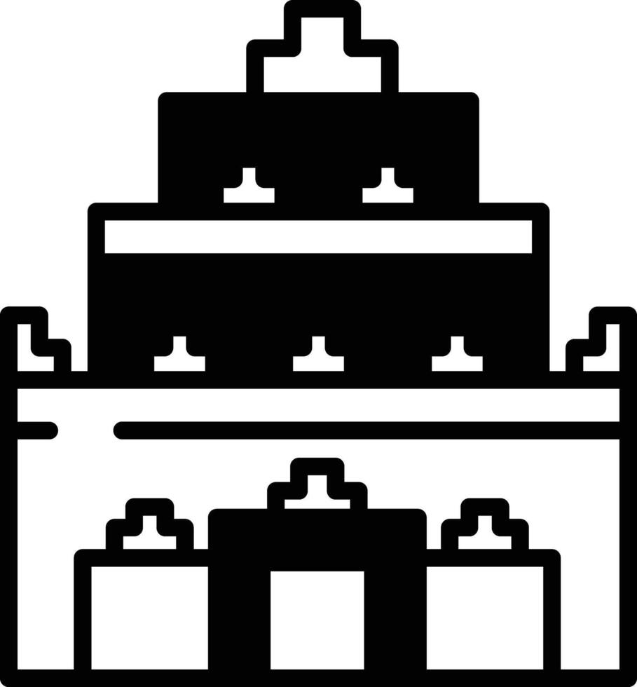 prambanan têmpora glifo e linha vetor ilustração