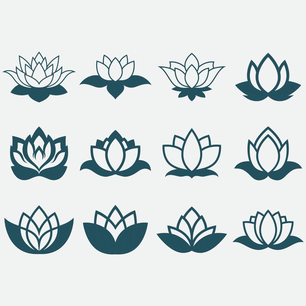 coleção do lótus flor logotipos vetor