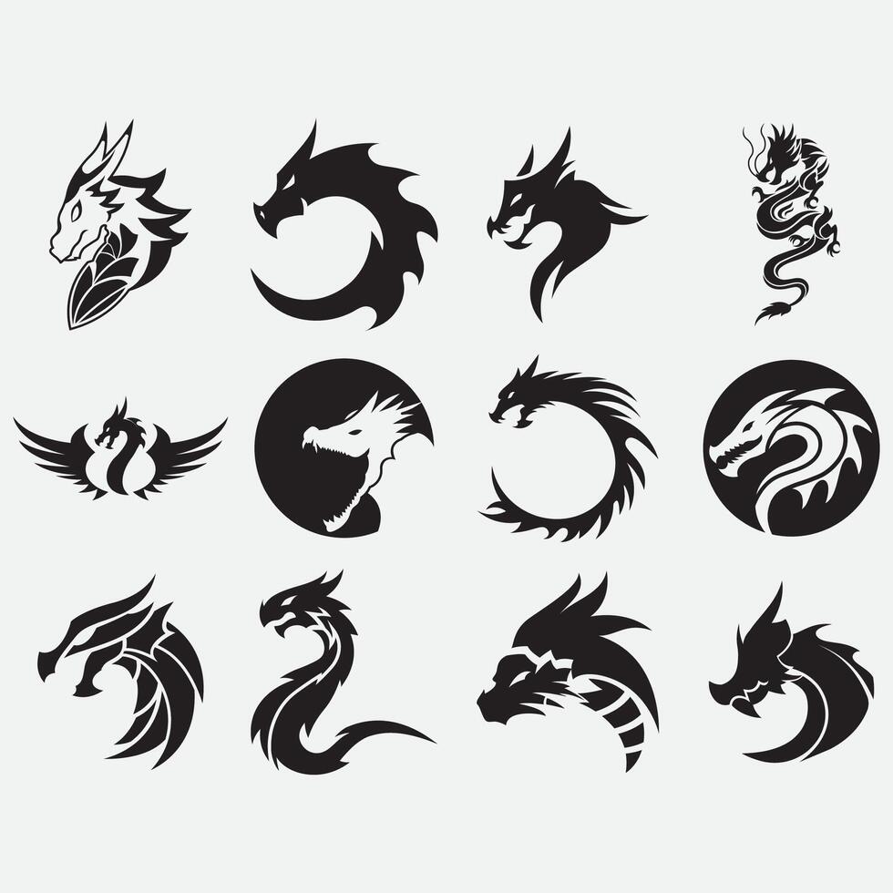 coleção do Dragão logotipos vetor