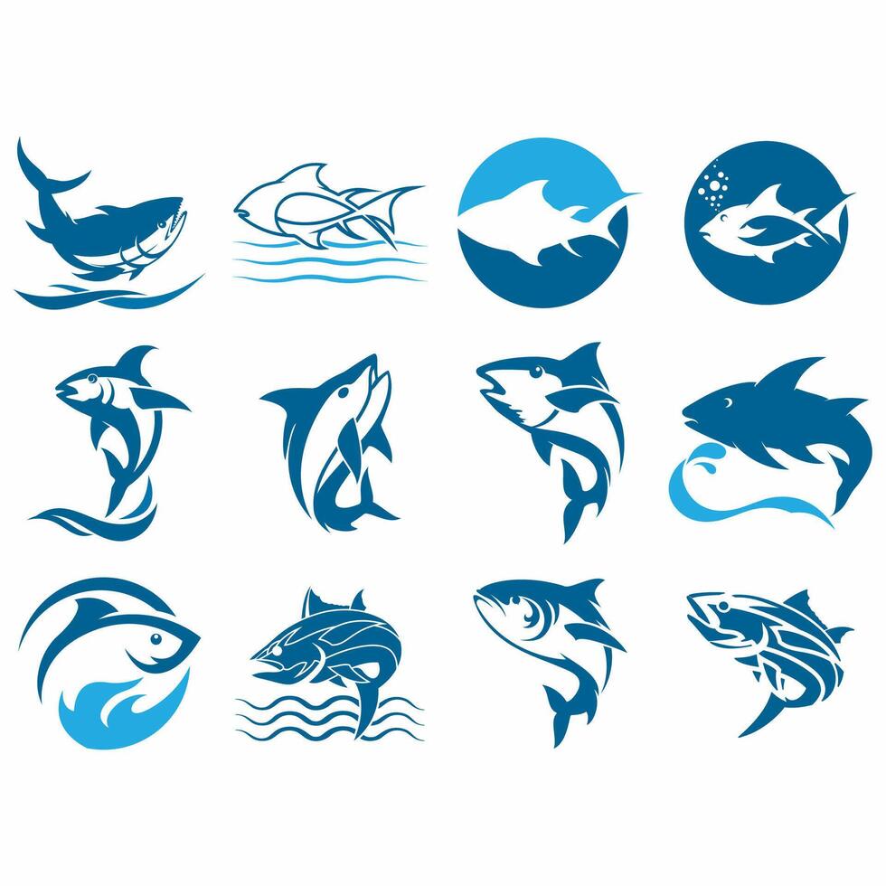 coleção do peixe logotipos vetor