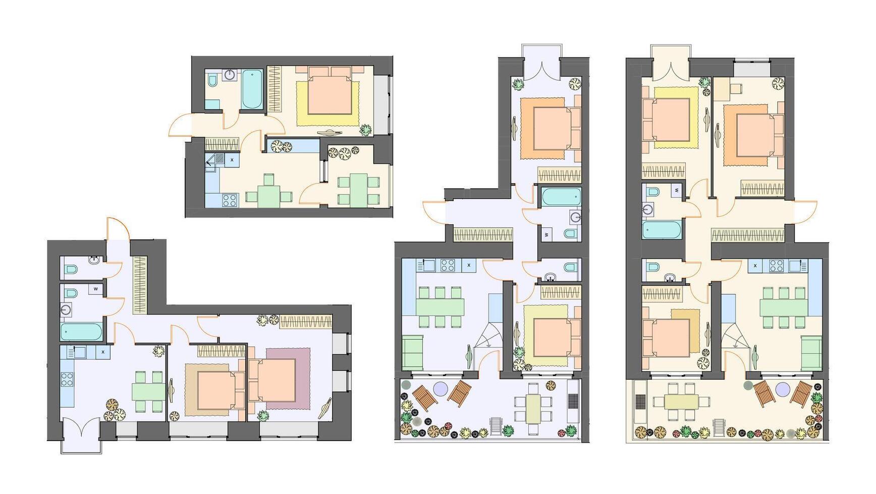 arquitetônico chão plano, apartamento disposição, projeto. vetor ilustração