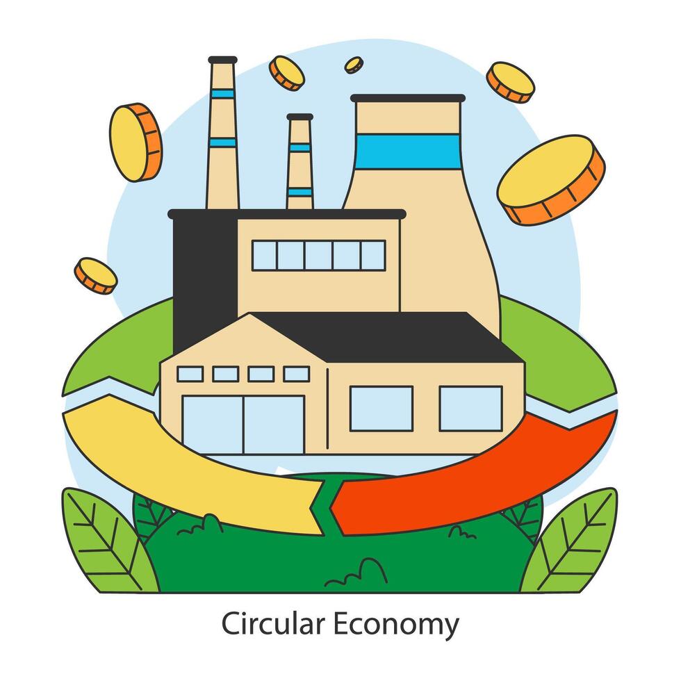 circular economia conceito. plano vetor ilustração.