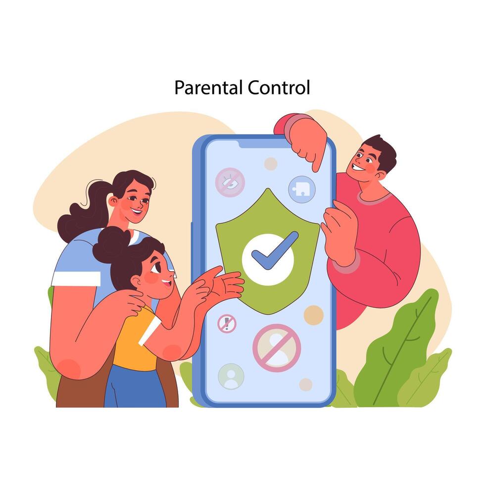 parental ao controle conceito. plano vetor ilustração.