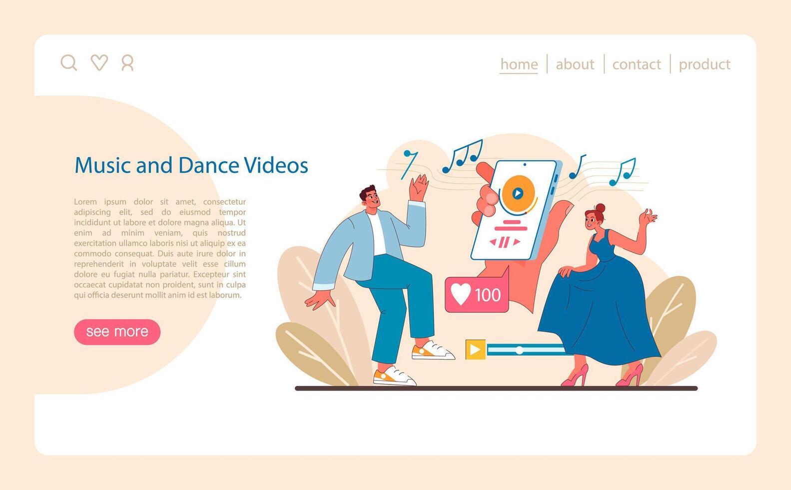 música e dança videos conceito. expressão através ritmo e movimento. vetor