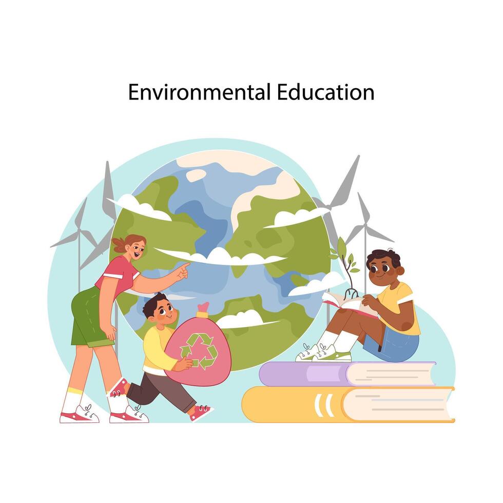 sustentabilidade Educação. plano vetor ilustração