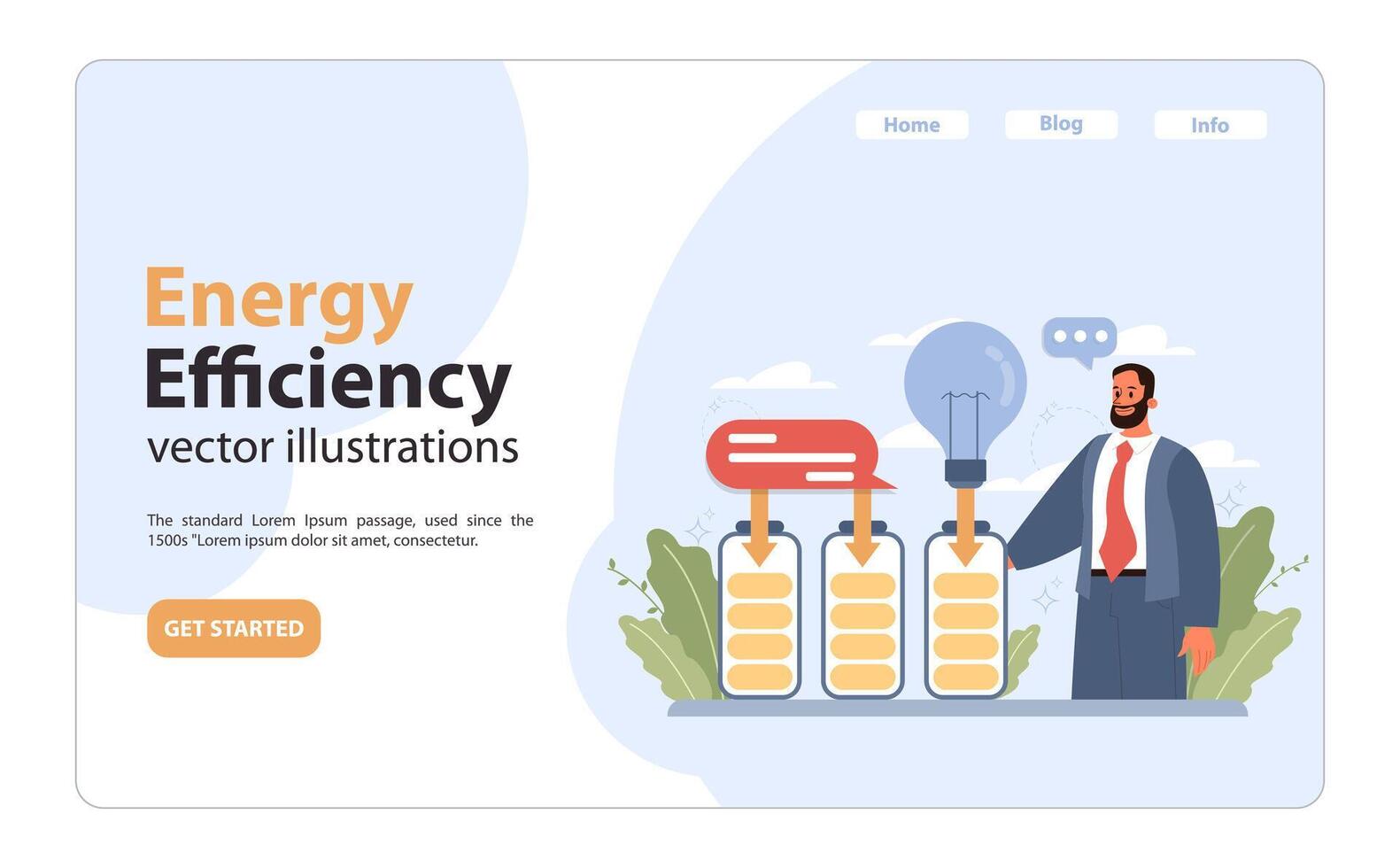 energia eficiência conceito. plano vetor ilustração