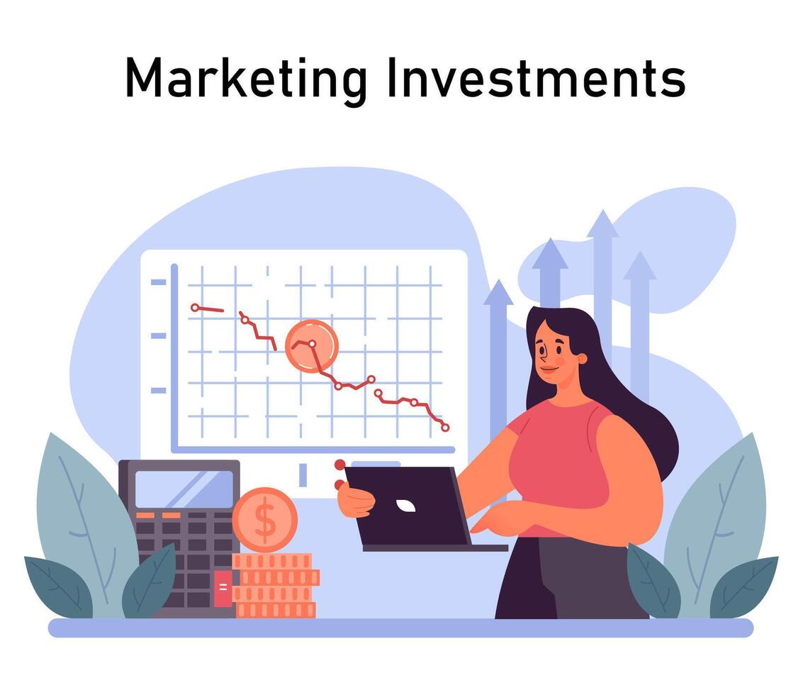 marketing investimentos conceito. plano vetor ilustração