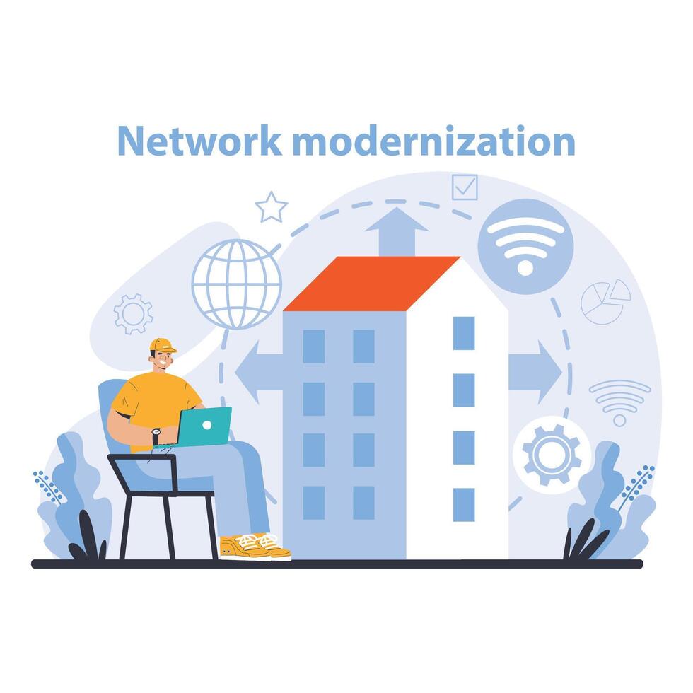 Wi-fi rede. especialista configuração acima, em desenvolvimento e mantendo sem fio vetor