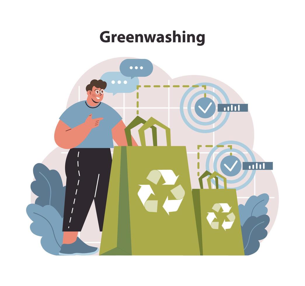 greenwashing conceito. crítico avaliação do ecológico reivindicações. vetor